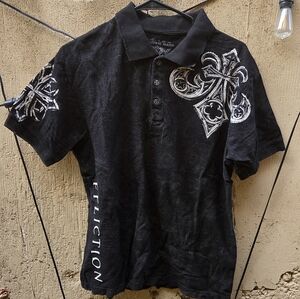 Affliction "Cathedral Series" Black Polo with White Graphic Accents